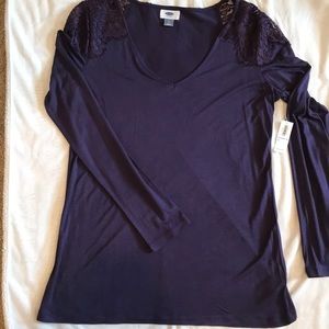 NWT old navy long sleeve tee with lace detail M